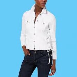 VENUS Classic White Lace-Up Denim Jacket
